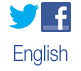 Twitter and Facebook links, and switch to English
