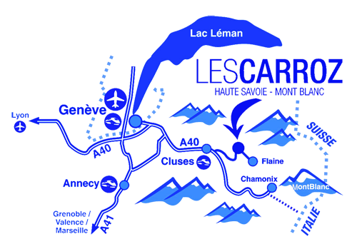Perfect for short ski breaks. A map showing the location of Chalet Le Palane France near Geneva - prefect for ski weekends